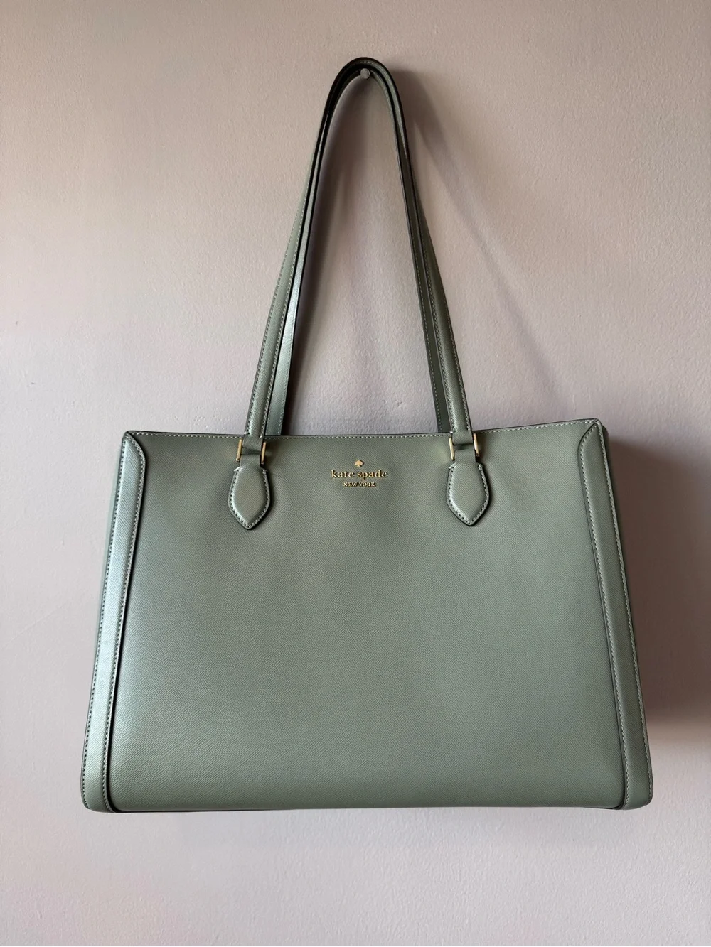 Kate Spade Madison Saffiano East West Leather Large Laptop Tote Sage KC434